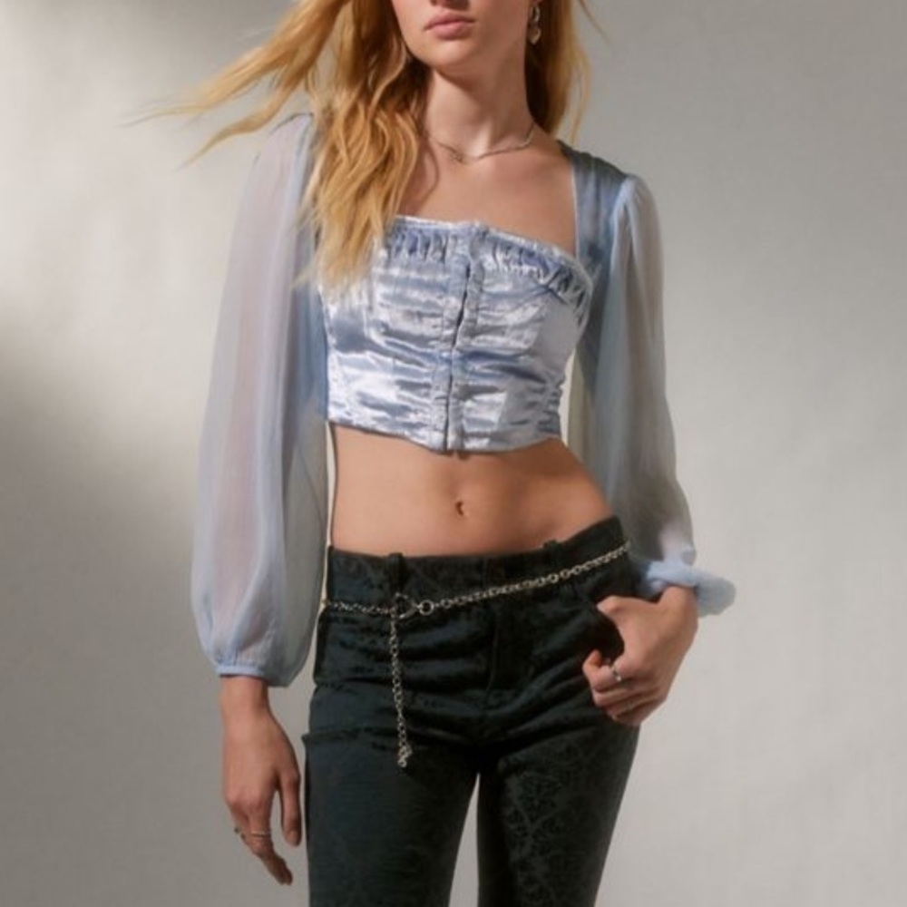 NWT URBAN OUTFITTERS BLUE FLOWY CORSET TOP 💎​​​NWT - Picture 3 of 5